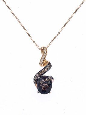 LeVian Natural Smoky Quartz & Diamond Accent 14K 585 Rose Gold 18.25" Necklace